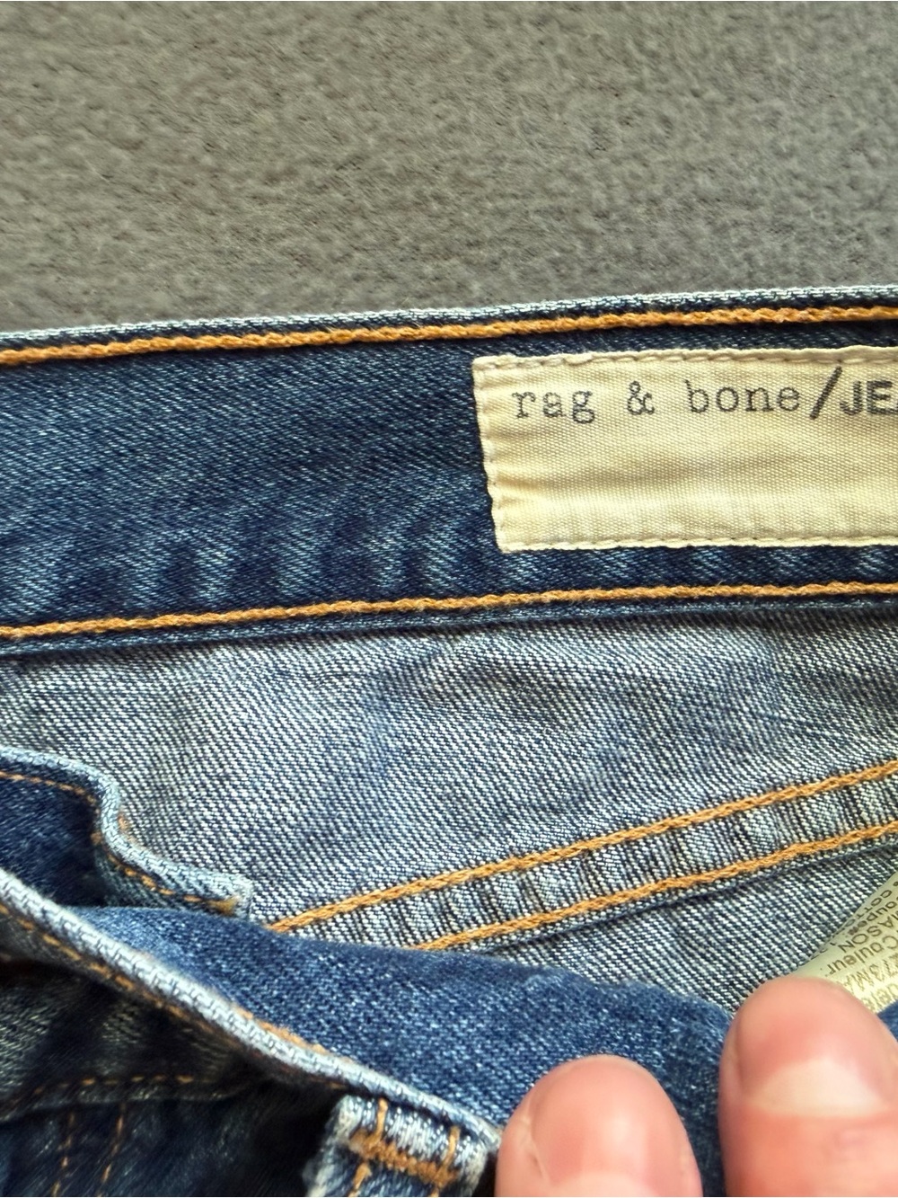 rag & bone Dark Indigo Frayed Hem Denim Shorts - Picture 2 of 5